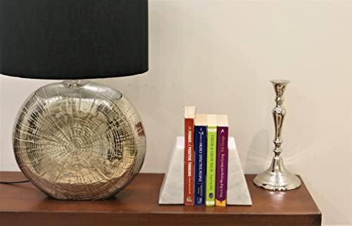 Mramorni bijeli trokutasti držači za knjige - Set od 2 teška dekorativna držača za knjige -- dom, ured s neklizajućim donjim dijelom-ručno izrađen dekor police za knjige od punog mramora