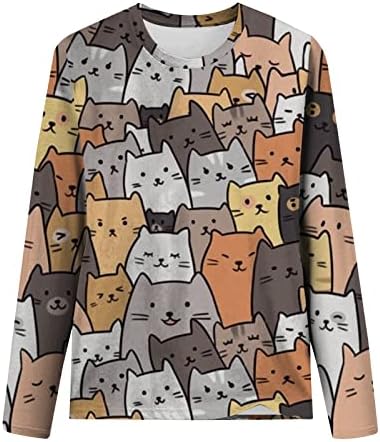 Ženski vrhovi sa životinjskim printom proljeće ljeto Dugi rukav slatka mačka pas uzorak T-Shirt bluze Casual Novelty dukserica