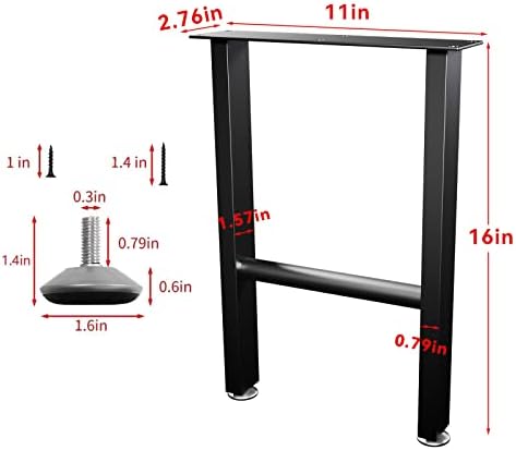 Hviykret metalni kafe stopa za kavu 16 inča, metalne noge za stol, klupa za noge od 2, crna 15,7 H ×