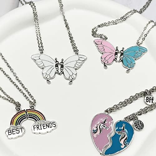URSPETOM 8 kom najbolji prijatelji odgovarajući ogrlice za žene djevojke leptir Rainbow Unicorn Yin Yang