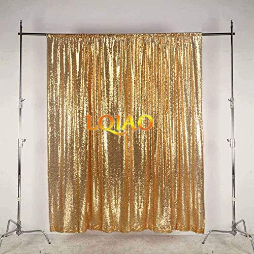 LQIAO 2FTX8FT 2 ploče šampanjac Zlatna pozadina sa šljokicama za fotografiju svjetlucave zavjese od tkanine