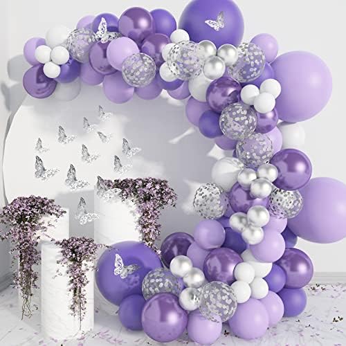 Onemere ljubičasti balon Garland Kit Pink Purple Balloon Arch Lavanda leptir za bebe Dekoracije za tuširanje