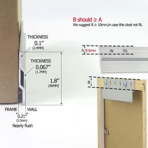 Francuska vješalica sa klinovima 33 inča - 2 paketa - Slika, ogledalo, tabla, paleta ili Panel koji se međusobno spaja na zid-Aluminijumska Z bar vješalica podržava 120 lbs