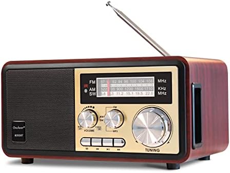 Oncheer Retro starinski drveni Bluetooth FM / AM / SW Kućni Radio, Stereo zvučnik od 15W subwoofera,