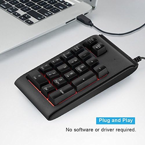 Jopwkuin Numerička tastatura, USB Numerička tastatura 18x11. 5x4 cm 3 svjetla za disanje Plug and Play Mini
