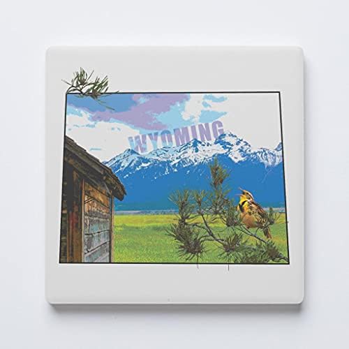 Wyoming State Coaster, Joyride Home Decor, Jednostruki keramički podmetač, 4-inčni pojedinačni kvadratni