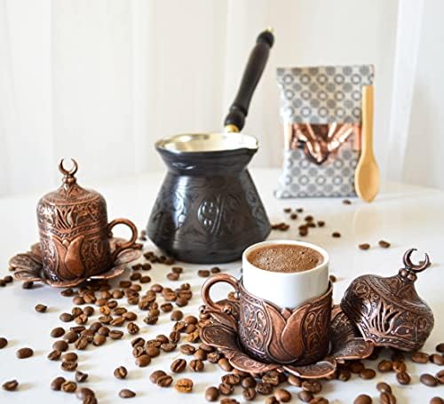 Turski bakreni lonac za kafu, turski grčki arapski lonac sa drvenom ručkom, aparat za kavu štednjak,