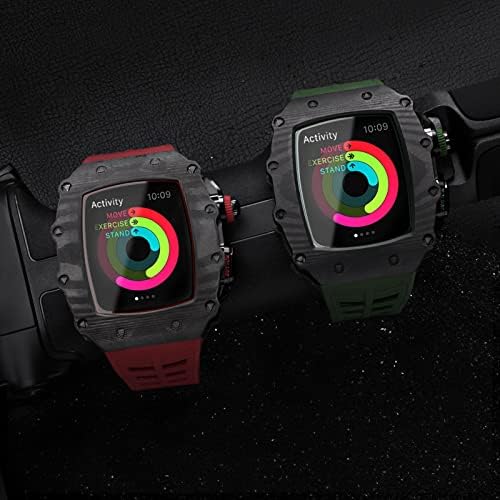 Texum Carbon Fiber Case + remen za Apple Watch Band Series 8,45mm Modifikovana futrola za IWatch seriju
