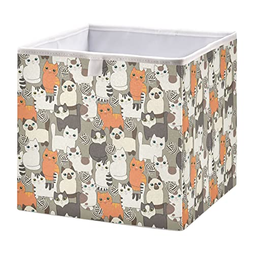 Smiješne crtane mačke Cube Skladištenje bin Skladišta za skladištenje Vodootporna igračka korpa za kancelarijskog kante za dječji kabine za djecu Ormar PlayOprety uredska knjiga - 15,75x10.63x6.96 u