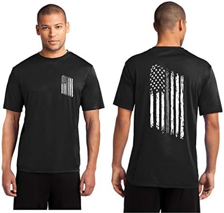 Tattered američke zastave tanke srebrne linije korekcije korekcije korekcije košulje kratkih rukava