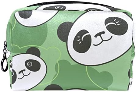 Mala šminkarska torba, patentno torbica Travel Cosmetic organizator za žene i djevojke, životinjski crtani film Panda Green