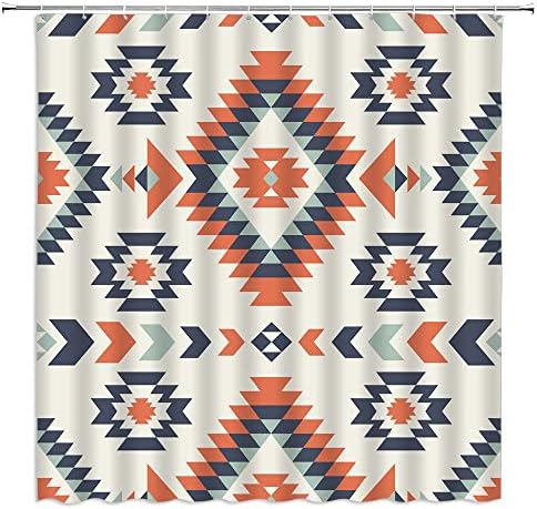 Jemxwux Aztec tuš za zavjese Tribal Inverian American Etnic Navajo Vintage Sažetak Geometrijska