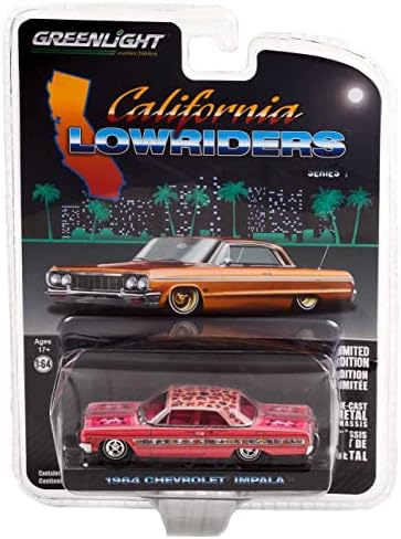 Greenlight 63010-a California Lowriders Serija 1 - 1964 Chevy Impala Lowrider - Pink sa ružama 1: 64 Diecast