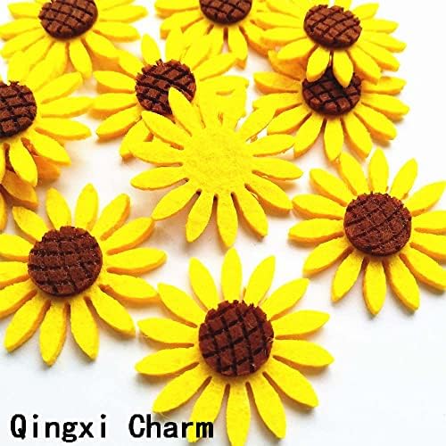 Qingxi šarm 36pcs žuti suncokret Applique zakrpe za djevojčicu za kosu za čišćenje odjeće za šivanje ukrasa