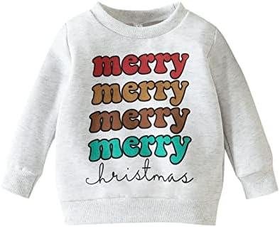 Toddler Boys Girg Božićno pulover Pismo Boja Print dugih rukava pamučna dukserica Hladno vrijeme