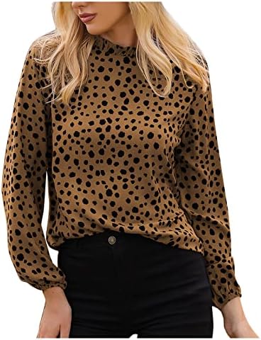 Dugi rukavi za žene Dressy Casual Polka Dots tunika Top 2022 jesen modni leopard Print Crew Tee Shirt