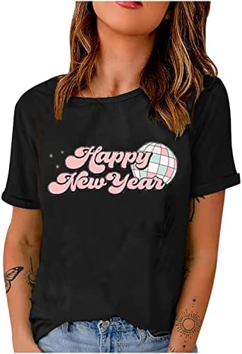 xipcokm ženske majice slatke djevojke Sretna Nova godina štampanje majice meke udobne kratke rukave bluze
