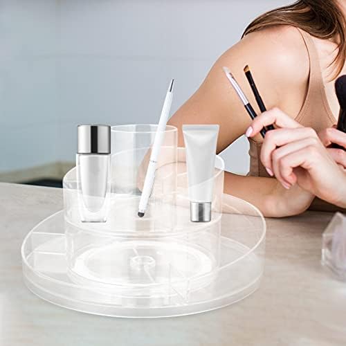 Kabilock Makeup Organizator 360-stupnjeva za rotiranje parfema Organizator 2 sloja čista kozmetička zaslon