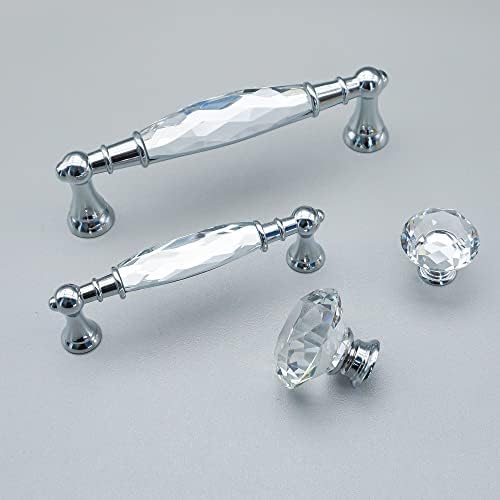 MFYS kristalni ručice sa srebrnom pozadinom za kuhinjski ormar srebrni povlači za hardverske ormariće