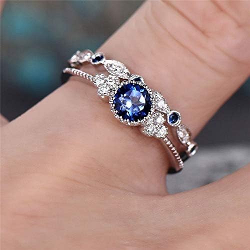 Modni Okrugli Rez Sapphire Ženski Vjenčani Prsten 925 Srebrni Nakit Veličine 6-10