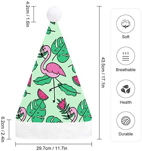 Božić Santa šešir, tropska Flamingo lubenica Božić Holiday šešir za odrasle, Unisex Comfort Božić kape