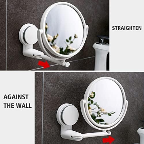 GUINJO zidno ogledalo za šminkanje, 6 toaletno ogledalo za kupatilo sa kukom, dvostrano ogledalo koje se može