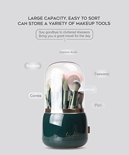 Y.DUCK Držač četkica za šminkanje sa poklopcem - 360 Rotirajuće organizatore za šminkanje za organizatore i skladištenje vanity-a-Spremnik za žene organizator kupaonice