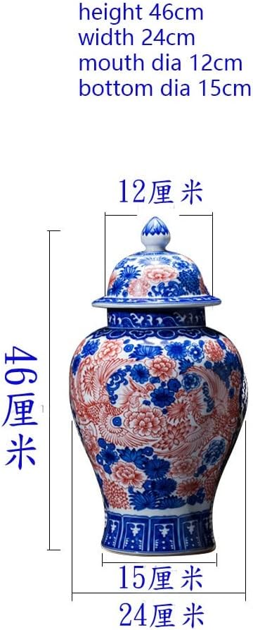 Zjhyxyh Jingdezhen porculan antikni jar plava i bijela glazura crvena generalna stanka glazura
