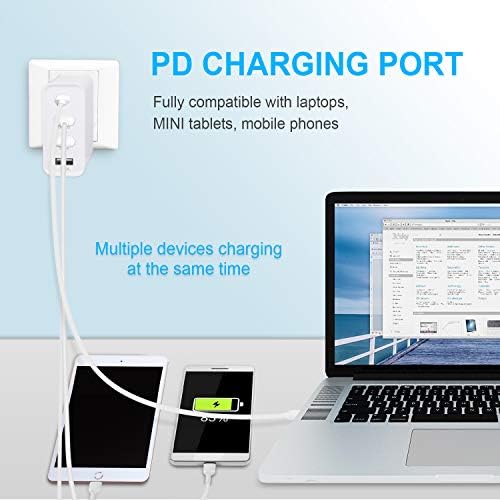 USB C punjač, 48W 4 porta za brzo punjenje PD zidni Punjači Quick Charge 3.0, Multi Port USB - C putni Adapter