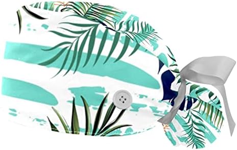 Tropični palmini listovi žene radne kape sa tipkama i duksevima, elastična zavoj vezana