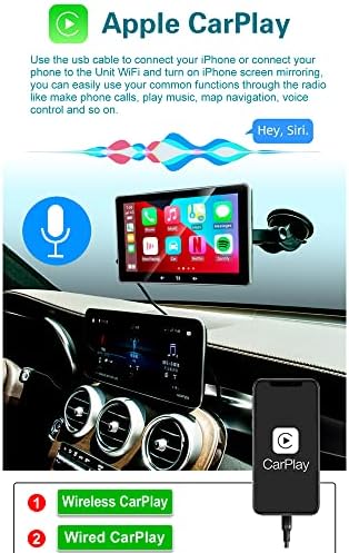 Polarlander 7 inčni monitor dodirnog zaslona za bežični Apple Carplayer i Android Auto ugrađeni u dva zvučnika Auto stereo multimedijalni uređaj sa Bluetooth-om, ogledalom, crticom ili vetrobranskom staklom