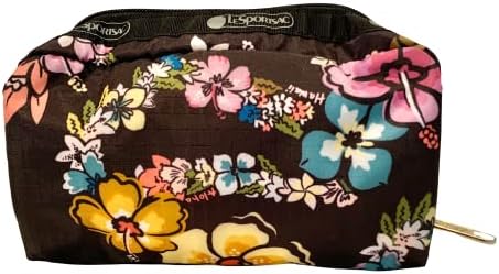 LeSportsac Olina HAWAII ekskluzivna pravougaona kozmetička torba / torbica Style 6511 / boja K530, radosna i šarena tropska Lei cvijeće - Aloha & Havaji štampani na uzorku