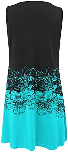 Haljine za ženske ležerne ljetne cvjetne tiskane haljina bez rukava u šupljim labavim plažom kratki