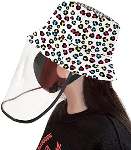Zaštitni šešir za odrasle sa štitnikom za lice, ribarsku šeširu protiv sunčane kape, šarene leopardne umjetničke