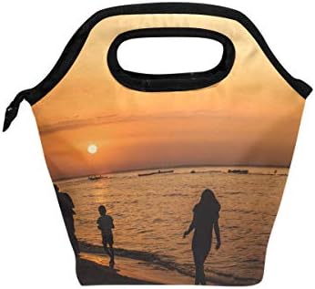 Kutije za ručak sa pozadinskim osvjetljenjem Beach Dawn torba za ručak Cooler tote torba izolovana