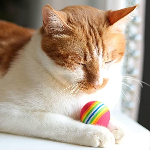 LOWFI 10 kom. Mačka igračke duge kuglice push pjene pruge Šarena igračka kugla Mikro elastična kućna ljubimca