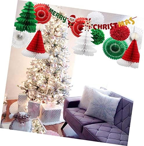 Favomoto 4 setovi tematski ukrasi baner cvijet Viseći saće rekvizicije papirnog stabla izgledaju praznični ukrasi Božićni dekori Tema Party Xmas Privjesci Elementi Kuglice Dekorativni božićni dekor