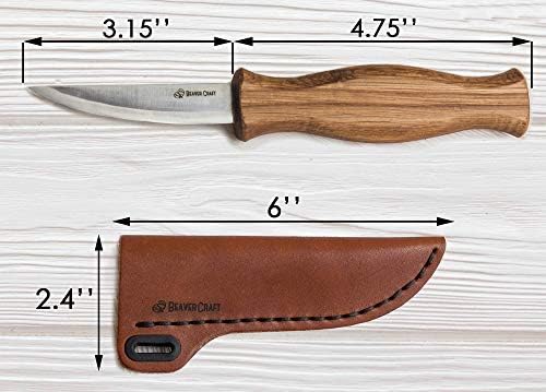 Beavercraft Sloyd nož C4s basswood Carving Blocks Set Bw10 Wood Carving Sloyd nož sa kožnim omotačem