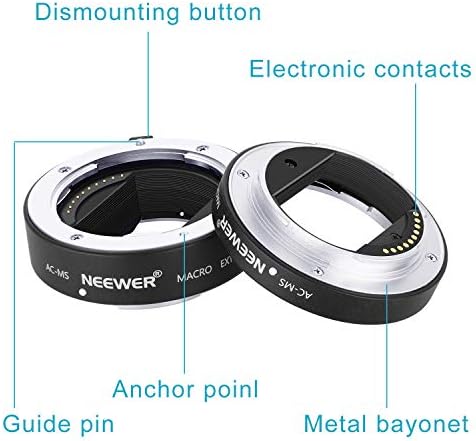 Neewer Metal AF Auto-Focus Macro Extension Tube Set 10mm&16mm for Sony NEX E-Mount Camera NEX 3/3N/5/5N/5R/A6000/A6300