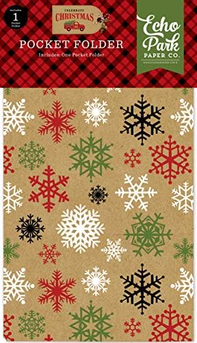 Echo Park Paper Company Proslavite božićne putnike za notebook džepna mapa umetanje papira, crveno / zeleno / preplanulo / burlo / crno