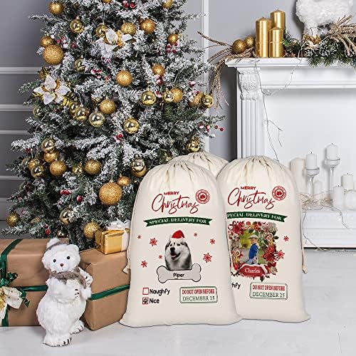 Bageyou Personalizirani pas Santa Santa Santa Slatka njemačka bokser Santa torba za Božićni poklon za Xmas