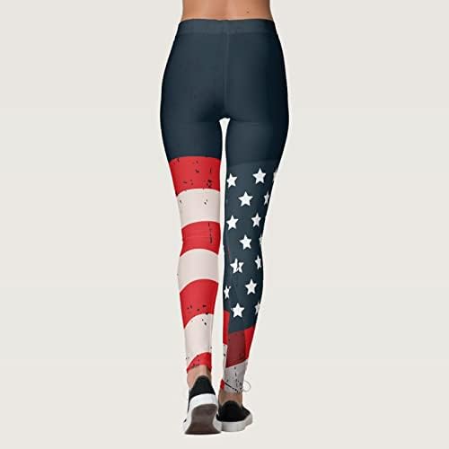 Američki zastavačke tajice Ženske temmeske kontrole Patriotske zvijezde Stripes pantalone prozračne pune