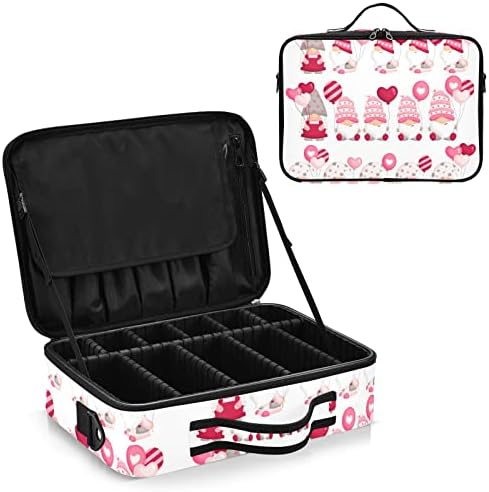 Inplewgogo Valentine Gnome kozmetička torba za ženske toaletne vrećice sa ručkama na ramenu traku za