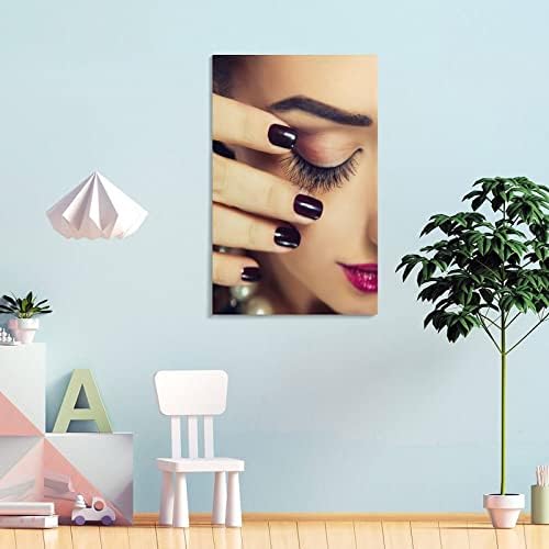 Kozmetički salon za nokte Moderne umjetničke ženske trepavice šminke za oči Art Posteri Platnene zidne umjetničke otiske za zidnu dekor Sob Decor Decor Pokloni Posteri 16x24inch stil okvira