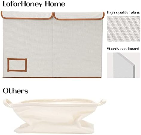 LoforHoney Home velika kanta za odlaganje sa poklopcem za odeću, sklopiva korpa za veš sa izdržljivim ručkama,