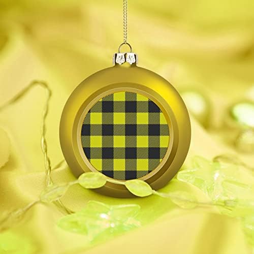 Žuta i Crna provjerena Božić Lopta visi ukrasi Xams Tree ukras za odmor Party