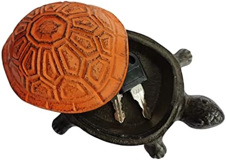 BSTGIFTS Turtle od livenog gvožđa Hider za ključeve - Rezervni držač za ključeve - baštenska