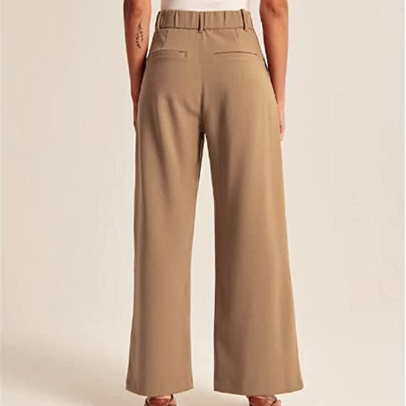 Bez napora prilagođenih širokim pantalonama za noge, ženske casual široke noge visokog struka ravne hlače s dugim pantalonama
