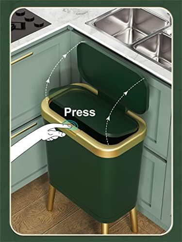 N / A 15L Zlatno smeće za kuhinju kupatilo četveronoginje push-tipa visokog stopala plastična uska kanta za smeće sa poklopcem