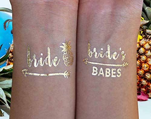 Bachelorettesy Bride Bachelorette Tattoos-100+ metalik zlato Svadbeni Party Tattoos za bachelorette